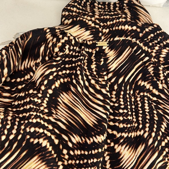 ST. JOHN SPORT Mock Neck Long Sleeve Psychedelic Design Brown Tan Petite XSMALL - Picture 14 of 16